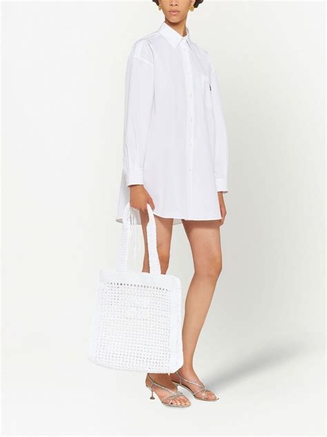 Miu Miu Interwoven Straw Tote Bag .